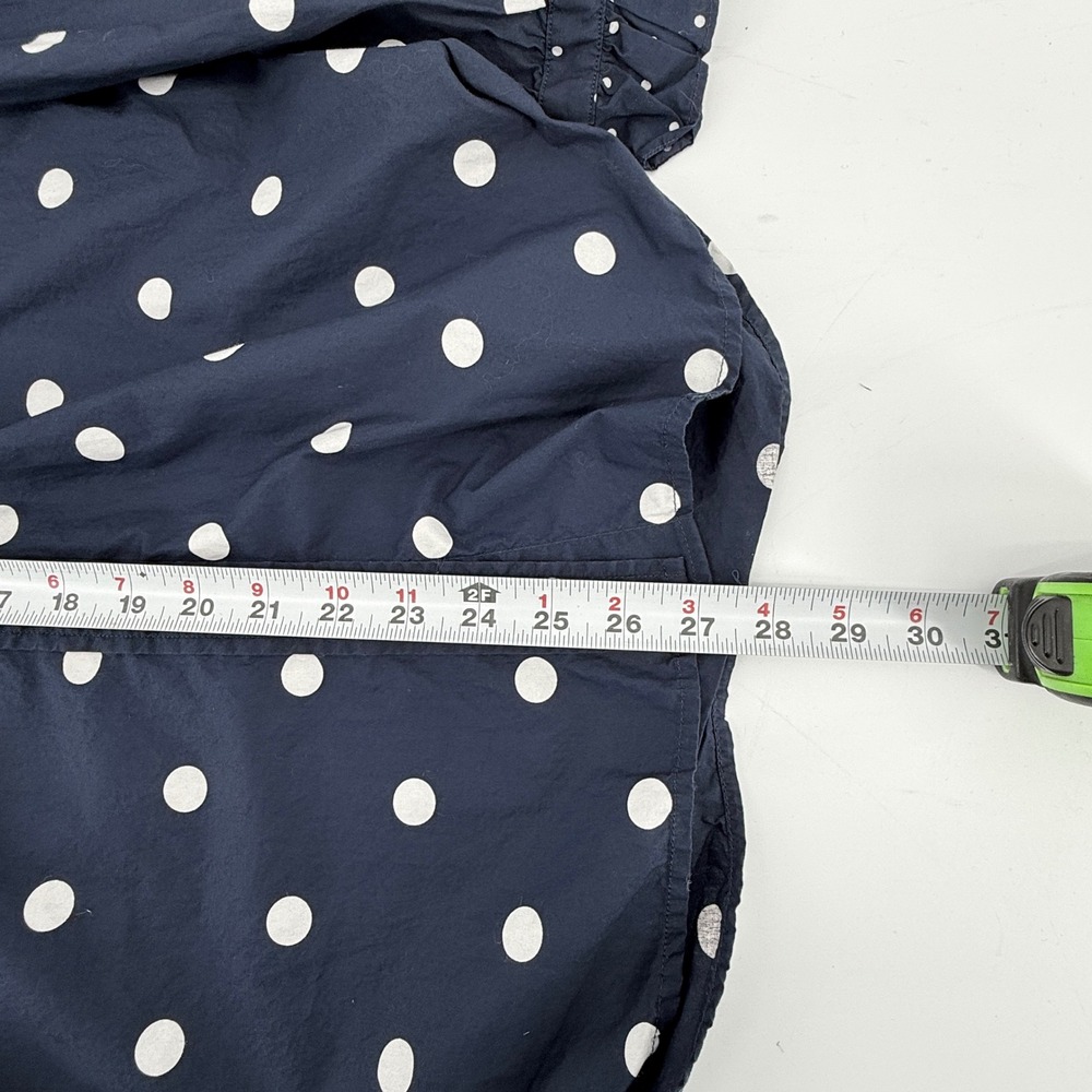 J. Crew Navy/White Polka Dot Ruffle Collar Classic Fit Button Down Shirt Size 2 - Picture 8 of 10